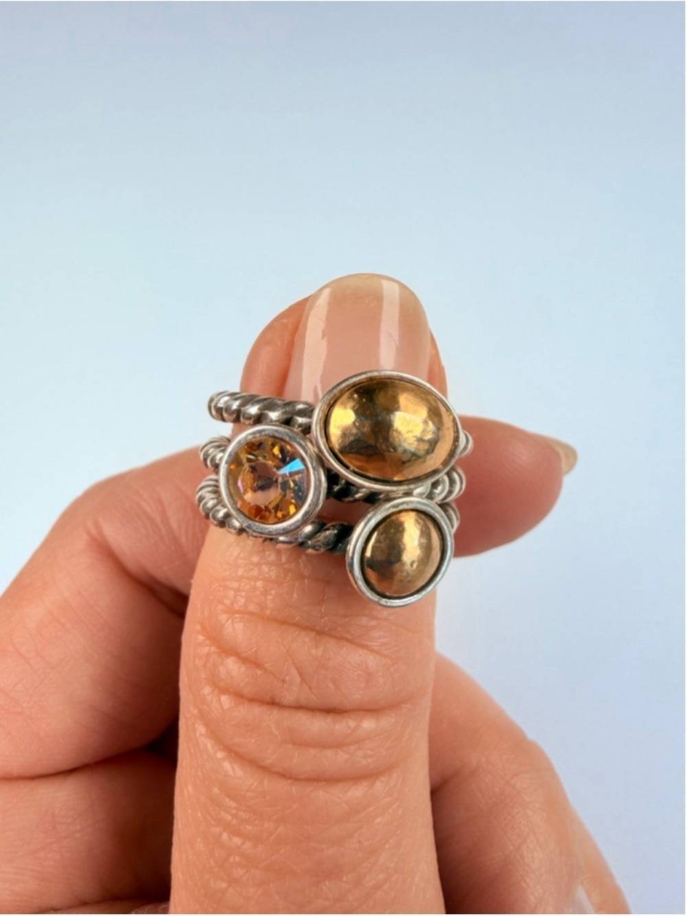 Brighton Monte Carlo Palu Gold & Silver Triple 3 Set Stacking Cable Rings - Picture 4 of 7